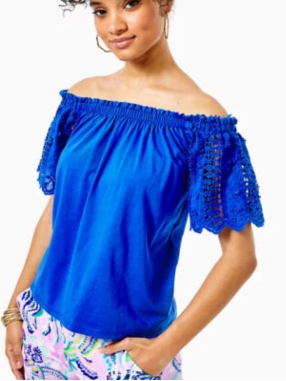 Lilly Pulitzer Royal Blue Off-Shoulder Top